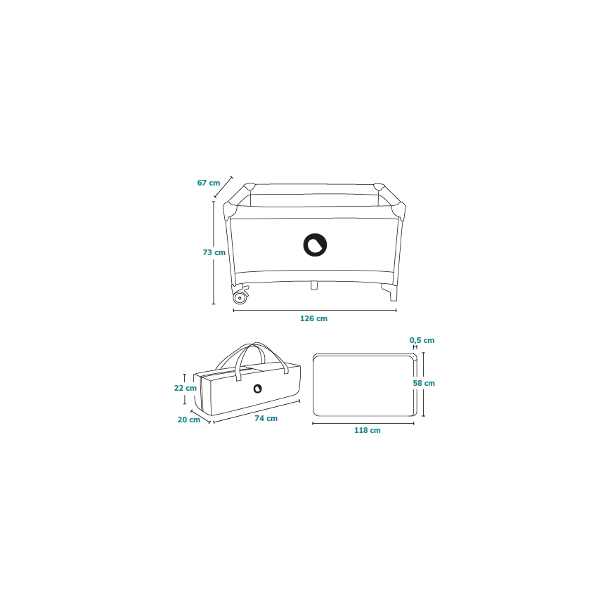 Lionelo - Lit de voyage STEFI Blue Grey