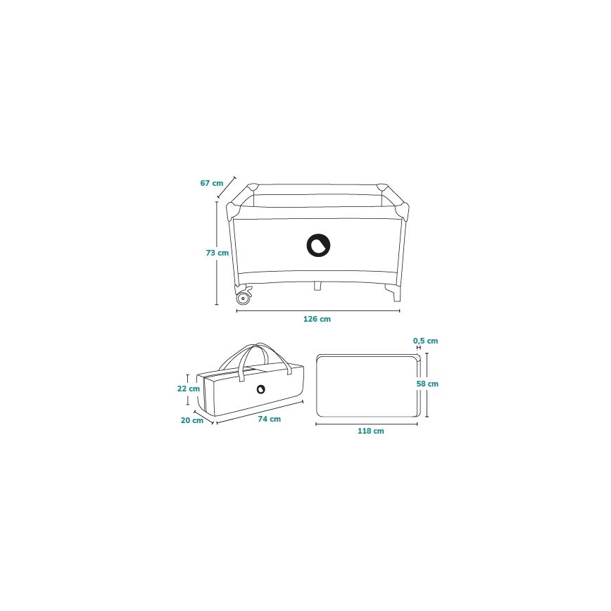 Lionelo - Lit de voyage STEFI gris/jaune
