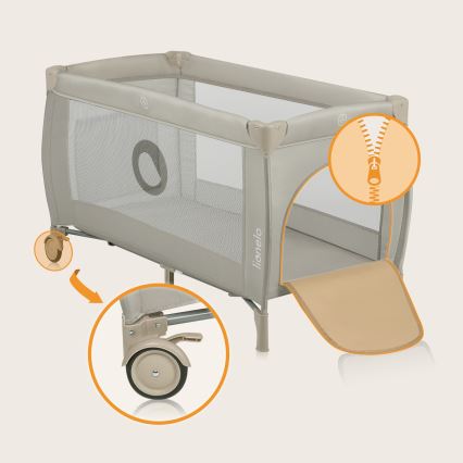 Lionelo - Lit de voyage STEFI PLUS Beige Cappuccino