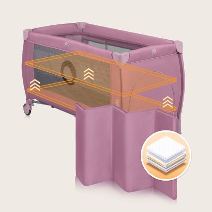 Lionelo - Lit de voyage STEFI PLUS Rose Magnolia