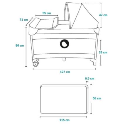 Lionelo - Lit de voyage SVEN PLUS gris