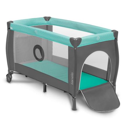 Lionelo - Lit de voyage SVEN PLUS gris/turquoise