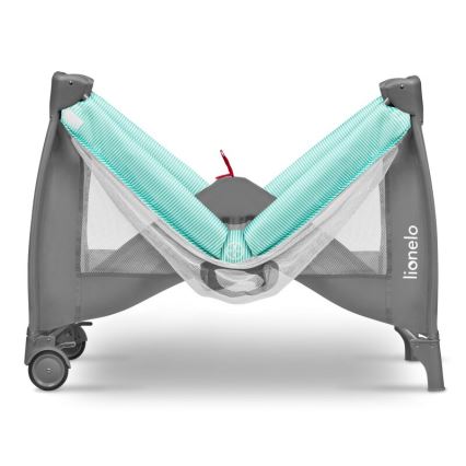 Lionelo - Lit de voyage SVEN PLUS gris/turquoise