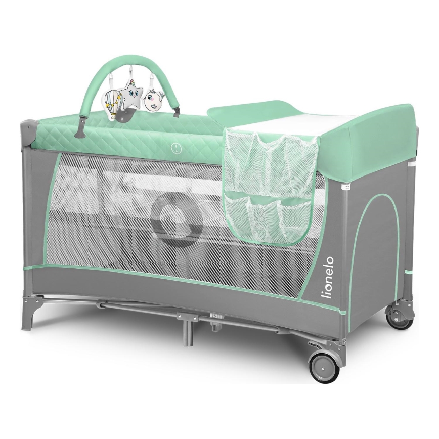 Lionelo - Lit parapluie FLOWER Turquoise
