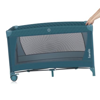 Lionelo - Lit parapluie FLOWER Vert Turquoise