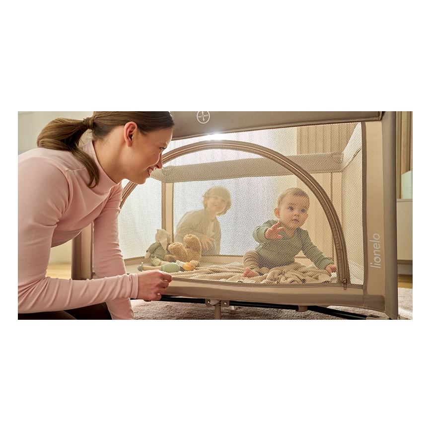 Lionelo - Lit parapluie LAURA Beige Sand
