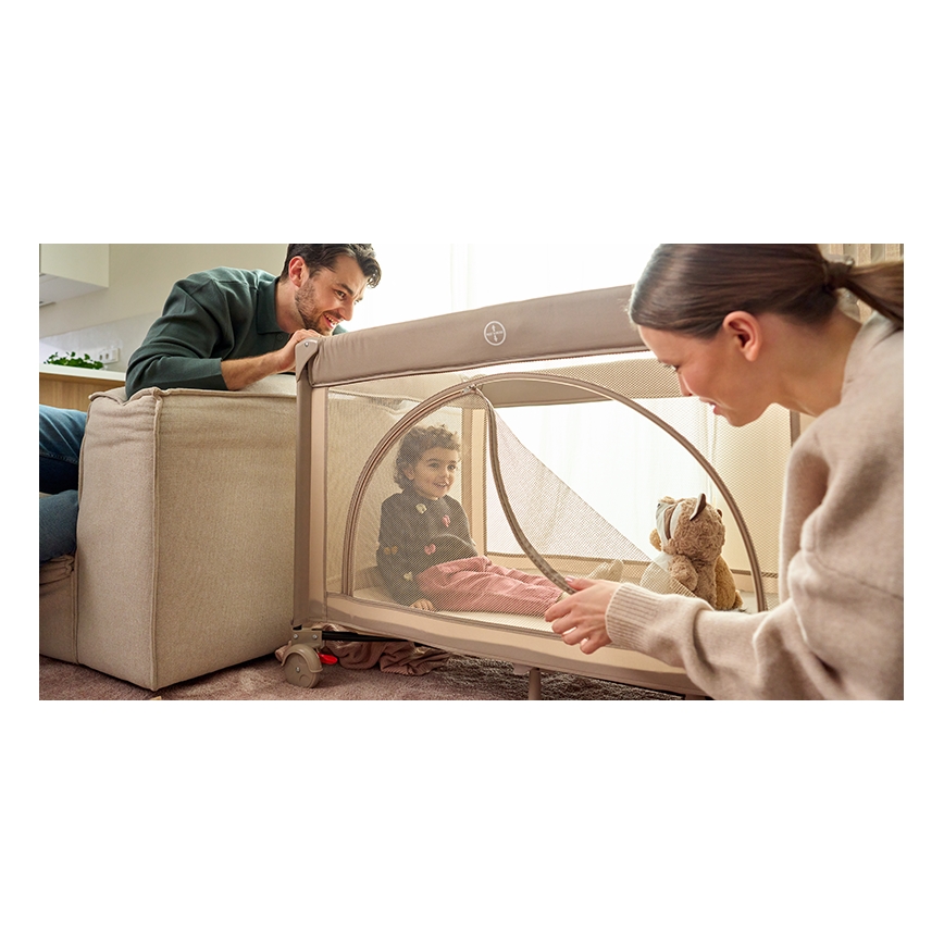 Lionelo - Lit parapluie LAURA Beige Sand