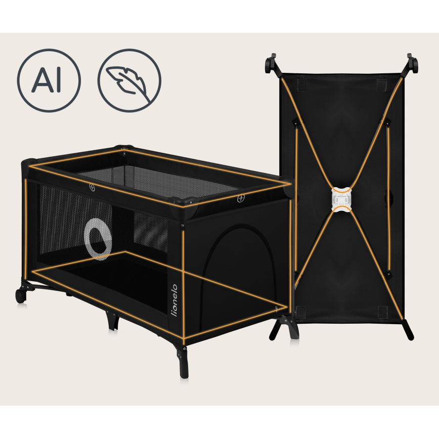 Lionelo - Lit portable STEFI Black Carbon