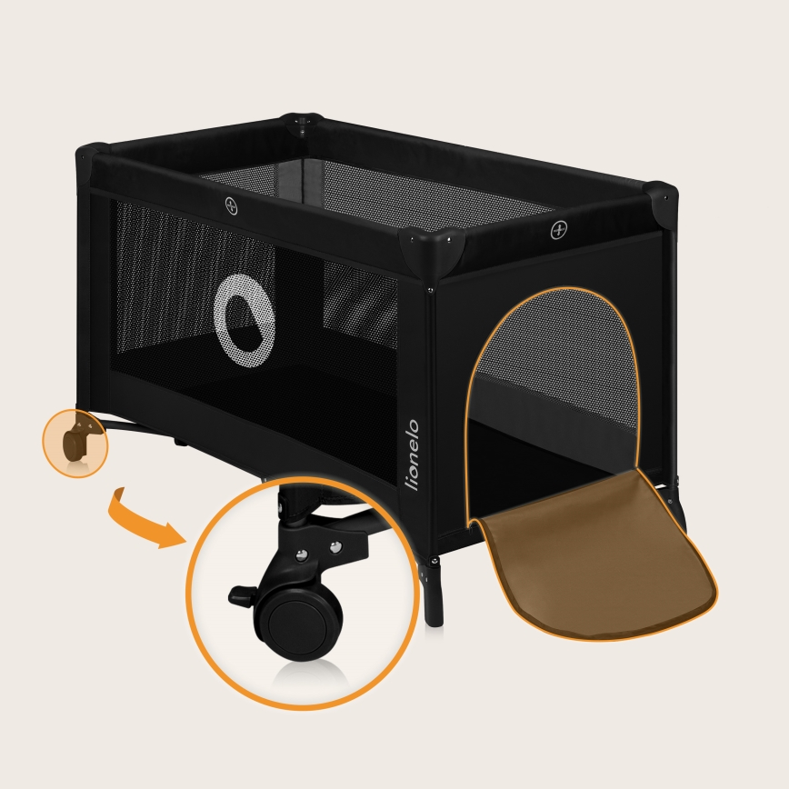 Lionelo - Lit portable STEFI Black Carbon