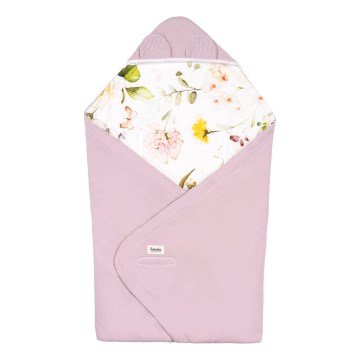 Lionelo - Nid d'ange pour siège auto TRAVEL SWADDLE 90x90 cm, motif Fleurs roses