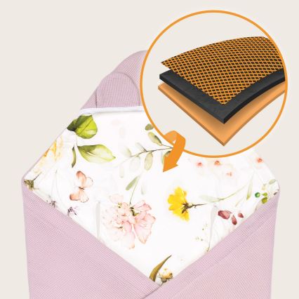 Lionelo - Nid d'ange pour siège auto TRAVEL SWADDLE 90x90 cm, motif Fleurs roses