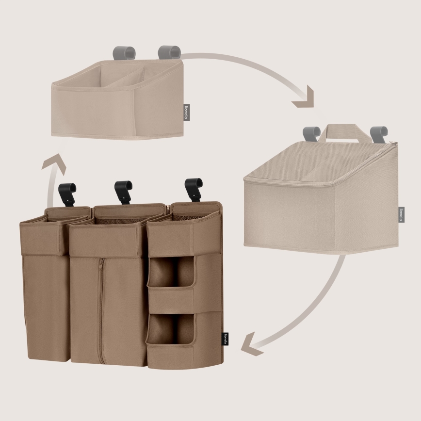 Lionelo - Organisateur 3 en 1 pour lit bébé SIDEPOCKET Beige