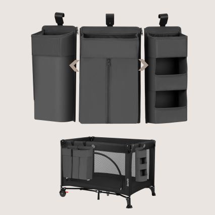 Lionelo - Organiseur 3 en 1 pour lit bébé SIDEPOCKET, gris