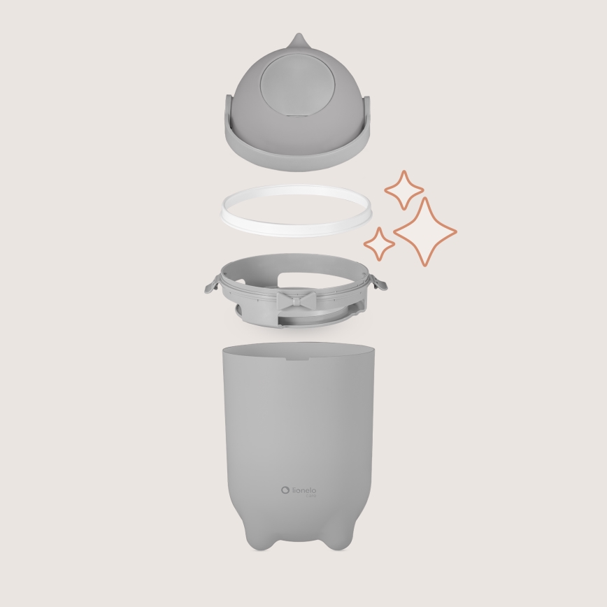 Lionelo - Poubelle à couches PUREBIN 10 l gris