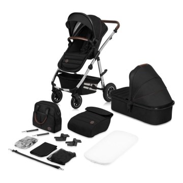 Lionelo - Poussette combinée 2-en-1 AMBER Noir et argent
