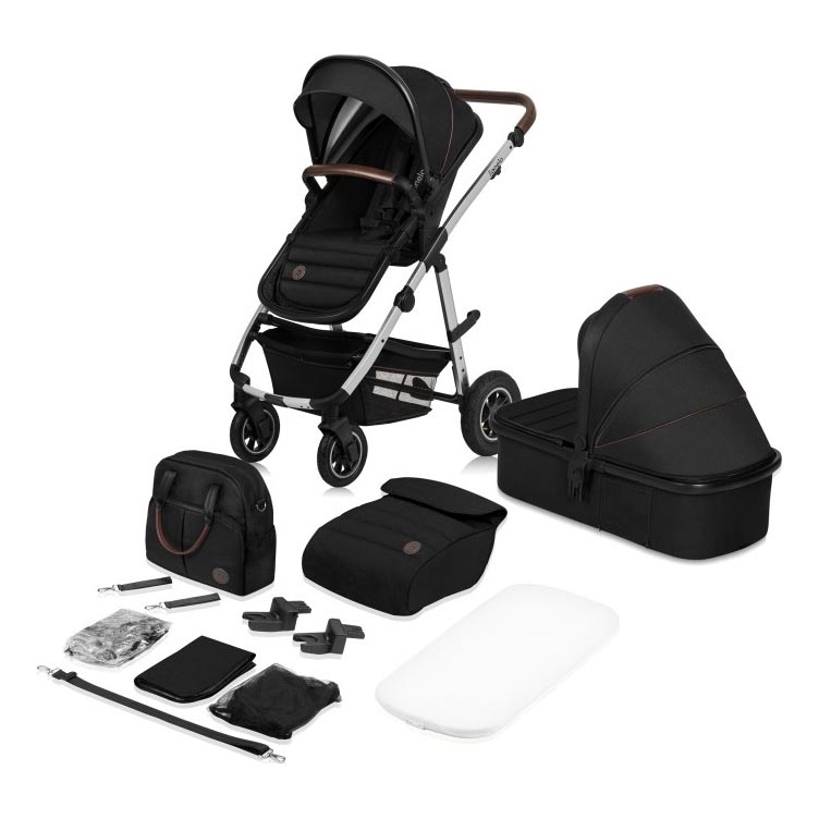 Lionelo - Poussette combinée 2-en-1 AMBER Noir et argent