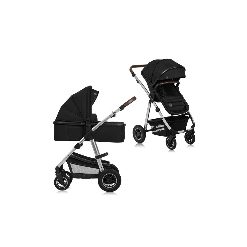 Lionelo - Poussette combinée 2-en-1 AMBER Noir et argent