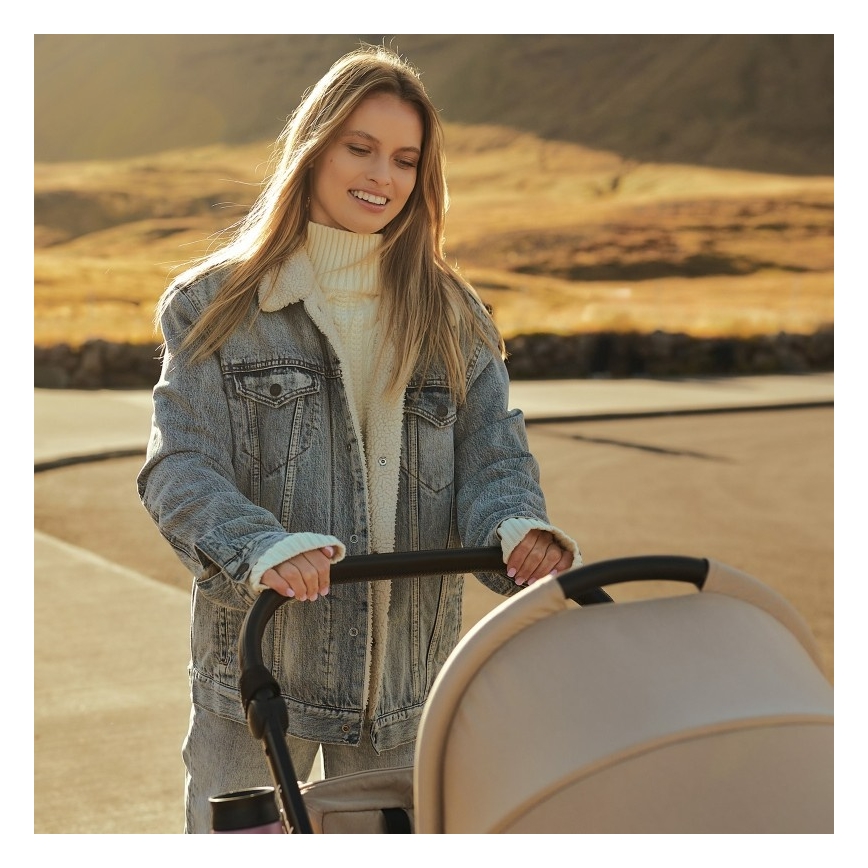 Lionelo - Poussette combinée 2-en-1 MERIL Beige Sable