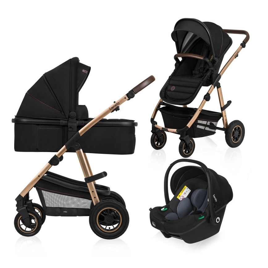 Lionelo - Poussette combinée 3-en-1 AMBER Black Onyx