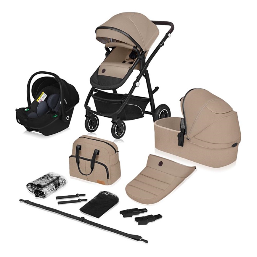 Lionelo - Poussette combinée 3 en 1 BIANKA Beige Sable