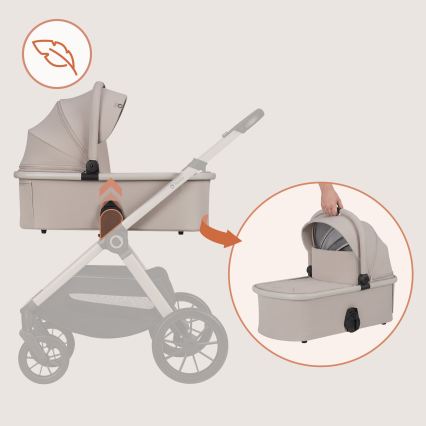 Lionelo - Poussette combinée 3-en-1 LAYLA Beige Sable