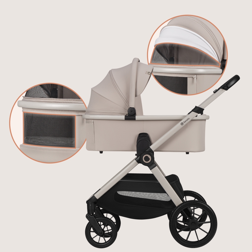 Lionelo - Poussette combinée 3-en-1 LAYLA Beige Sable