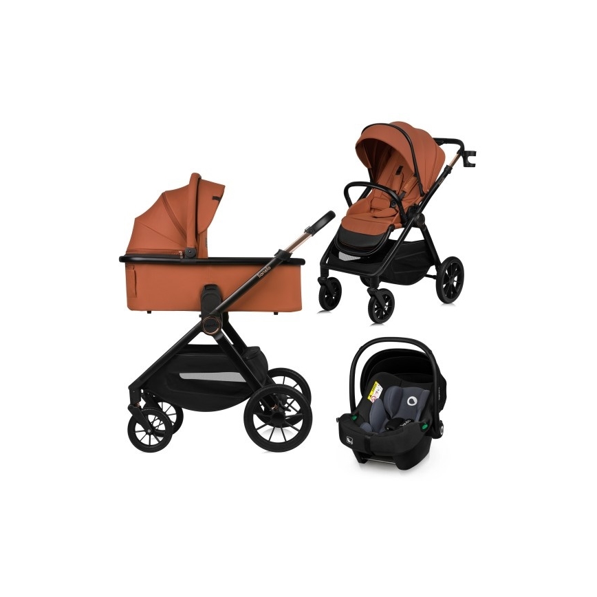 Lionelo - Poussette combinée 3-en-1 LAYLA Brun rouille
