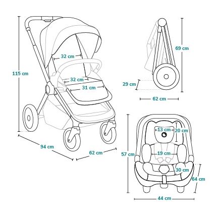 Lionelo - Poussette combinée 3 en 1 LAYLA Green Forest