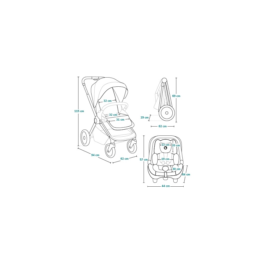 Lionelo - Poussette combinée 3 en 1 LAYLA Green Forest