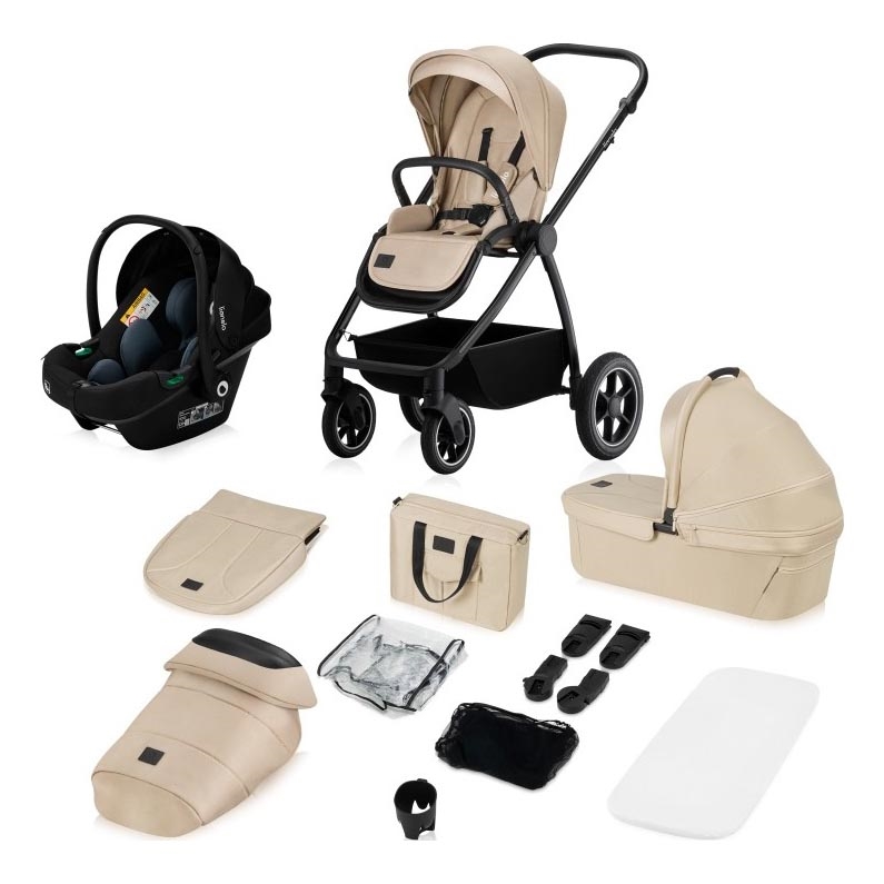 Lionelo - Poussette combinée 3-en-1 MERIL Beige Sable