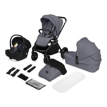 Lionelo - Poussette combinée 3-en-1 MIKA PLUS Gris Stone