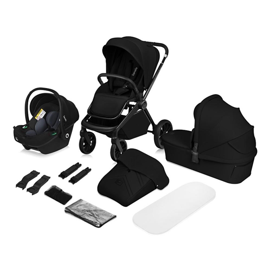 Lionelo - Poussette combinée 3 en 1 MIKA PLUS Noir Onyx