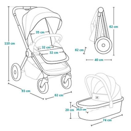 Lionelo - Poussette combinée 3-en-1 MIKA PLUS Vert olive