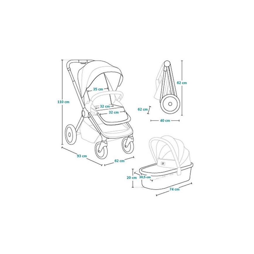 Lionelo - Poussette combinée 3-en-1 MIKA PLUS Vert olive