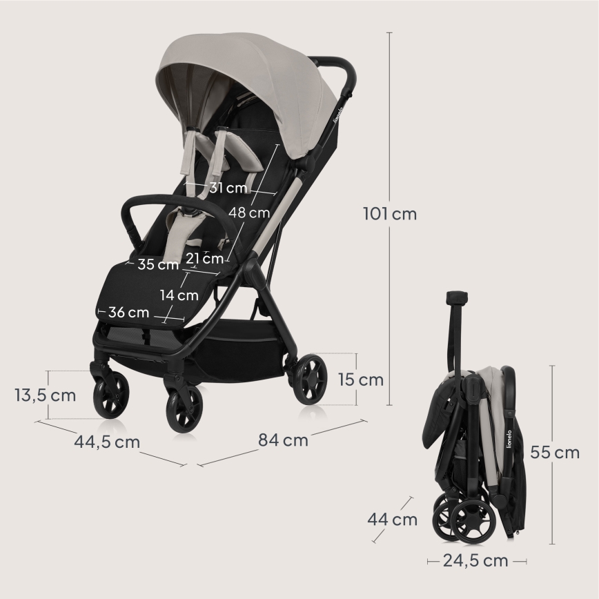 Lionelo - Poussette sportive JULIE AIR Beige Sable