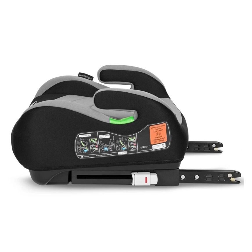 Lionelo - Réhausseur auto LUUK FIX i-Size pour enfants de 125–150 cm, noir/gris