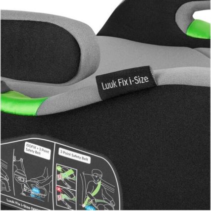 Lionelo - Réhausseur auto LUUK FIX i-Size pour enfants de 125–150 cm, noir/gris