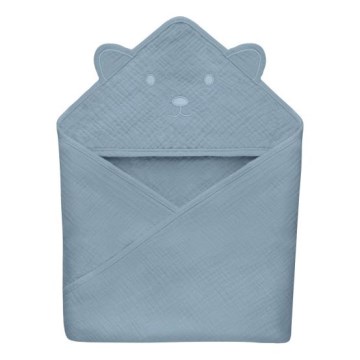 Lionelo - Serviette de bain pour enfant avec capuche MUSLIN HOODED TOWEL Grey Sky