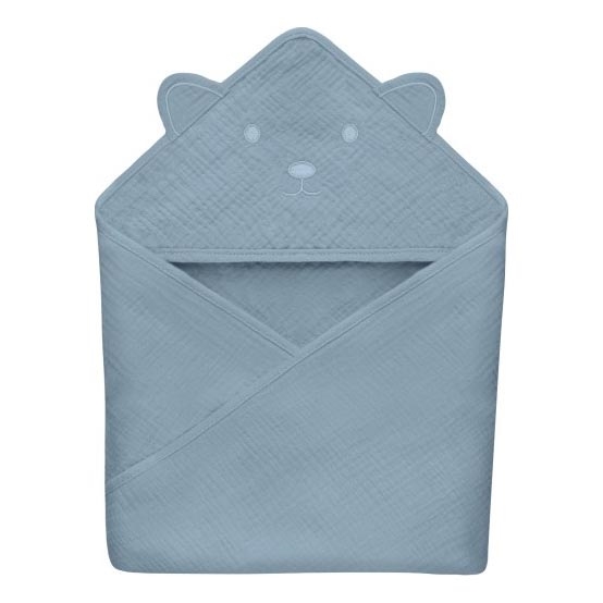 Lionelo - Serviette de bain pour enfant avec capuche MUSLIN HOODED TOWEL Grey Sky
