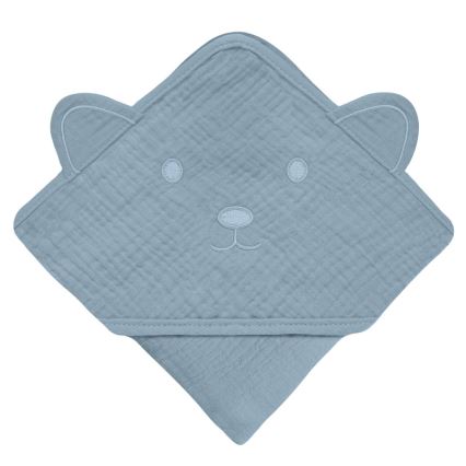 Lionelo - Serviette de bain pour enfant avec capuche MUSLIN HOODED TOWEL Grey Sky