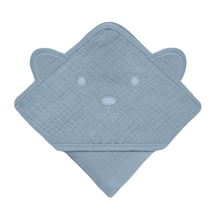 Lionelo - Serviette de bain pour enfant avec capuche MUSLIN HOODED TOWEL Grey Sky