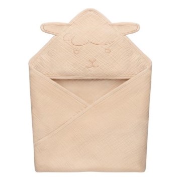 Lionelo - Serviette de bain pour enfants avec capuche MUSLIN HOODED TOWEL Beige Cappuccino