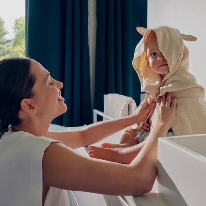 Lionelo - Serviette de bain pour enfants avec capuche MUSLIN HOODED TOWEL Beige Cappuccino