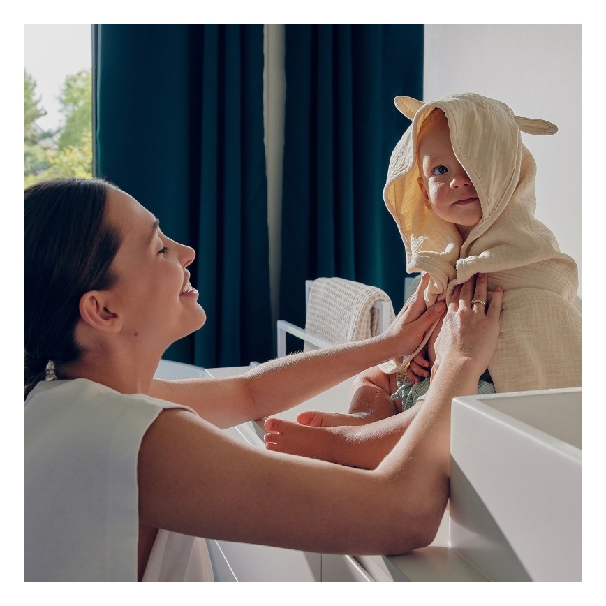 Lionelo - Serviette de bain pour enfants avec capuche MUSLIN HOODED TOWEL Beige Cappuccino