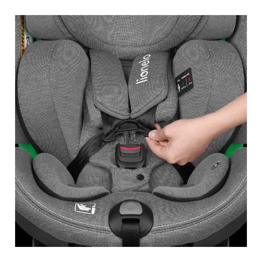Lionelo - Siège auto avec base pivotante HARMONY i-Size 40-150 cm noir/gris