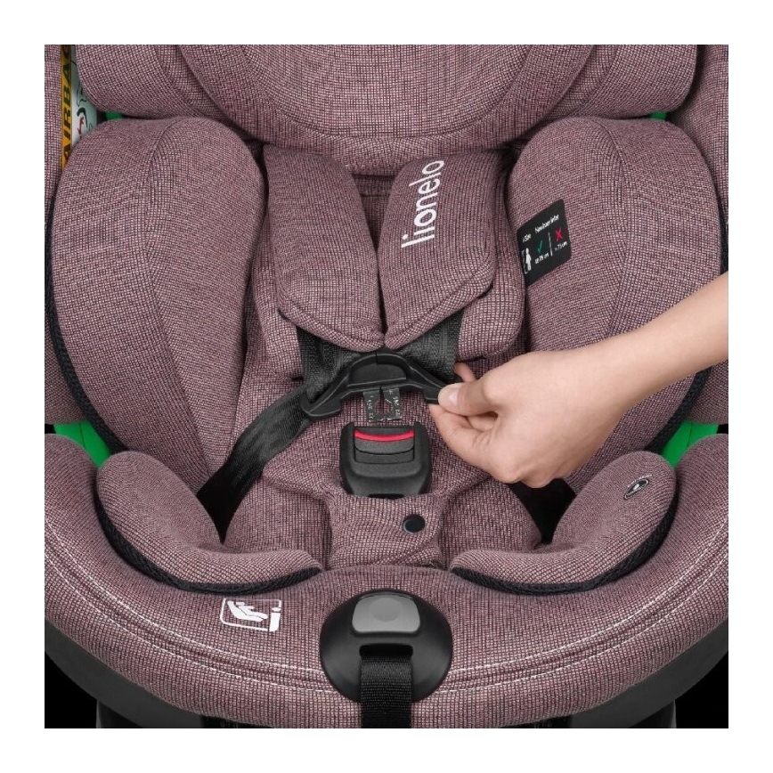Lionelo - Siège auto avec base pivotante HARMONY i-Taille 40-150 cm rose