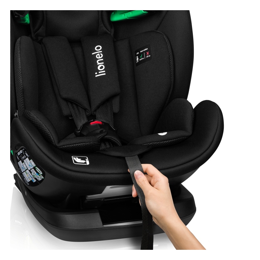 Lionelo - Siège auto LAVENDER i-Size avec base pivotante, 76–150 cm, Noir Carbone