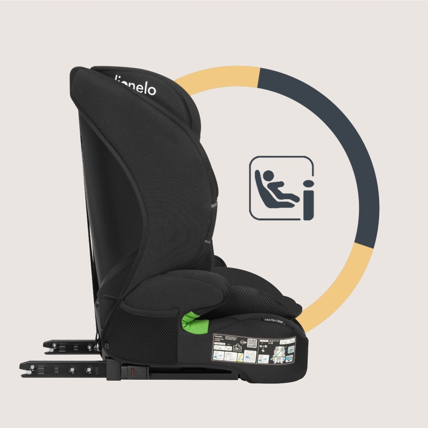 Lionelo - Siège auto LEVI FIX i-Size 76-150 cm Noir Carbone