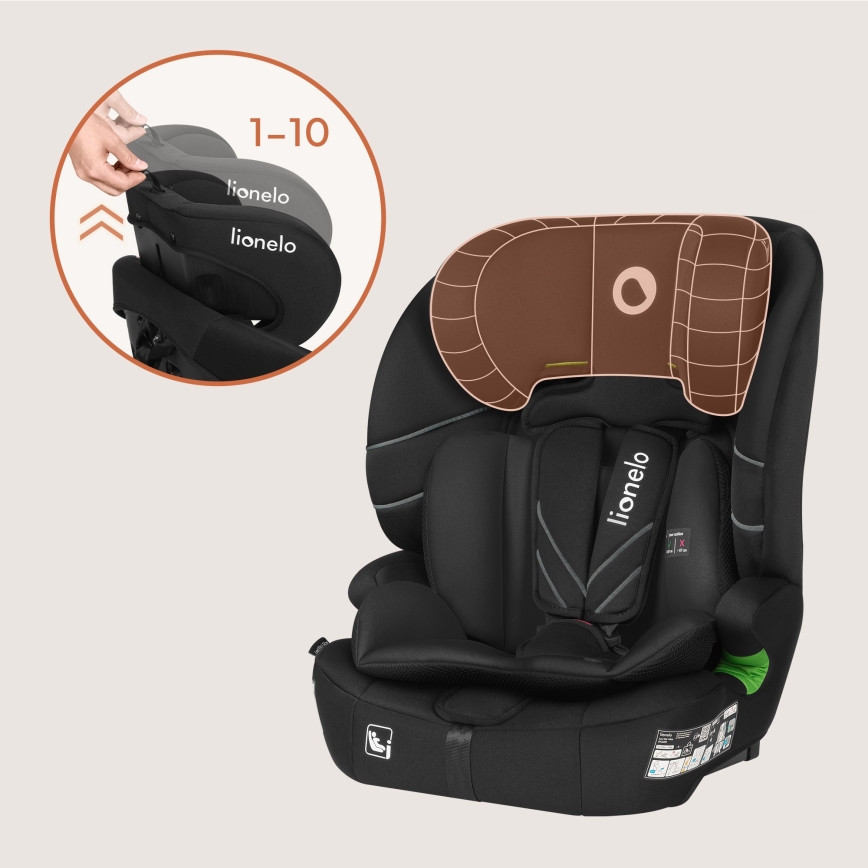 Lionelo - Siège auto LEVI FIX i-Size 76-150 cm Noir Carbone