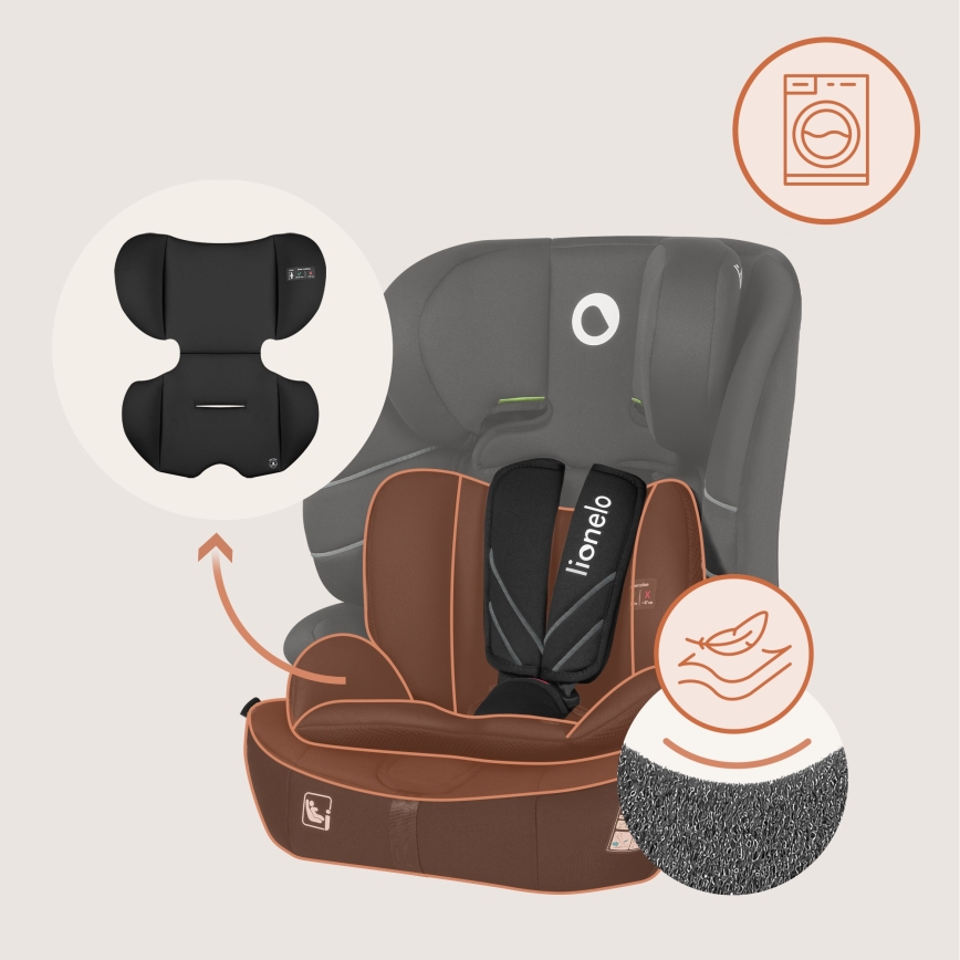 Lionelo - Siège auto LEVI FIX i-Size 76-150 cm Noir Carbone